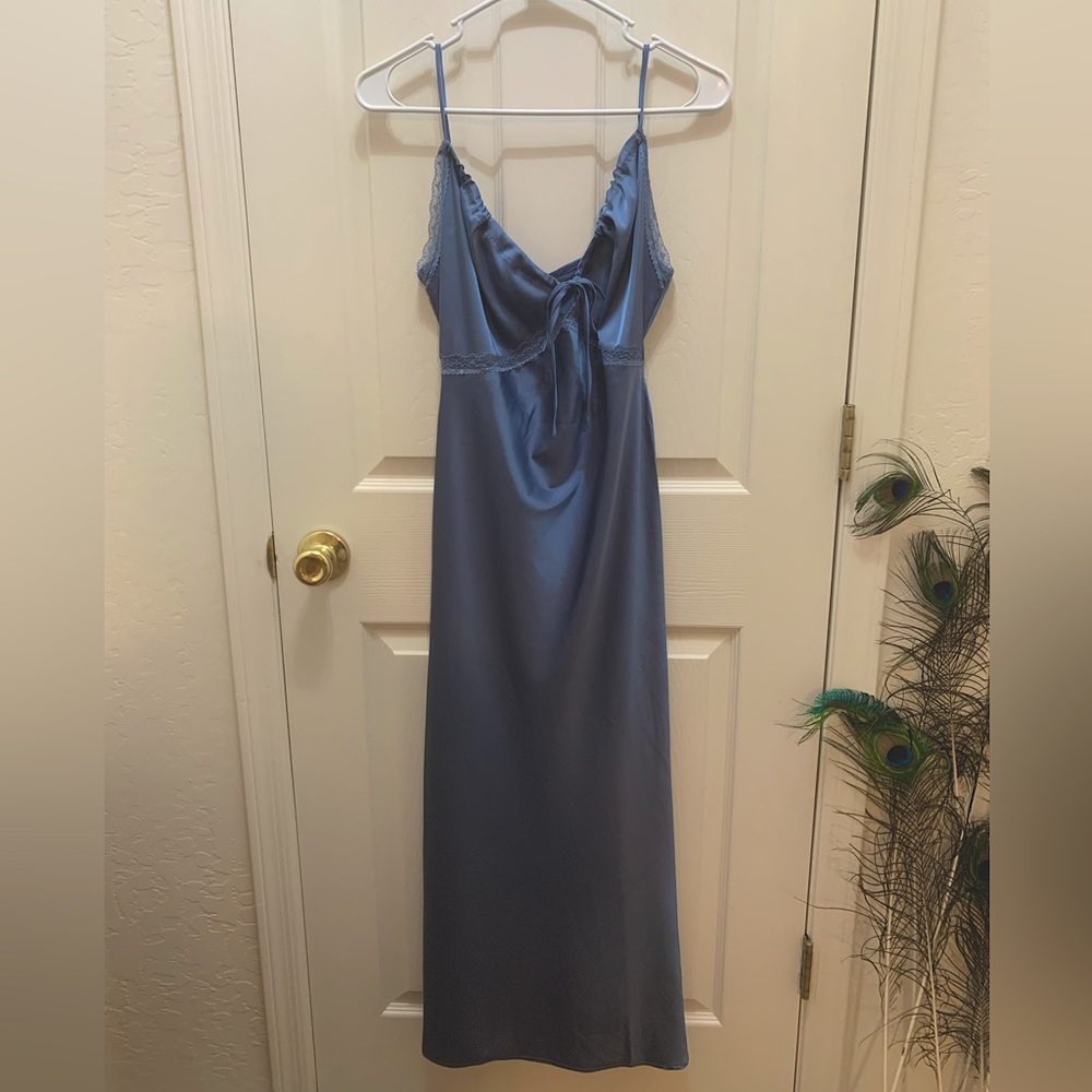 Lovely Day Dusty Blue Silk Dress
